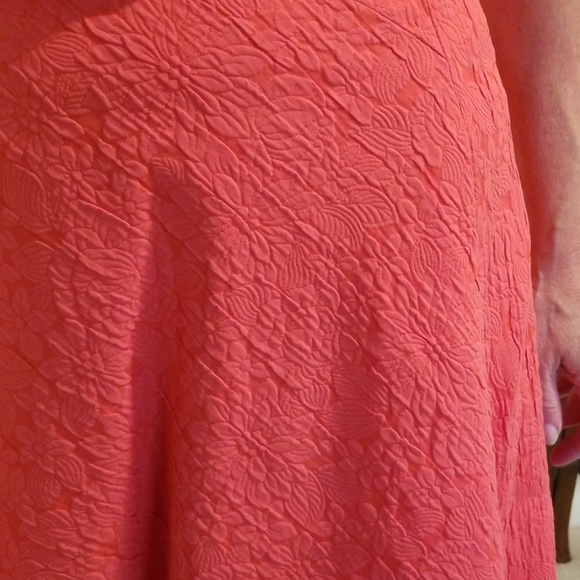 Lela Rose Floral Imprint Coral Seamed Dress - Picture 4 of 8